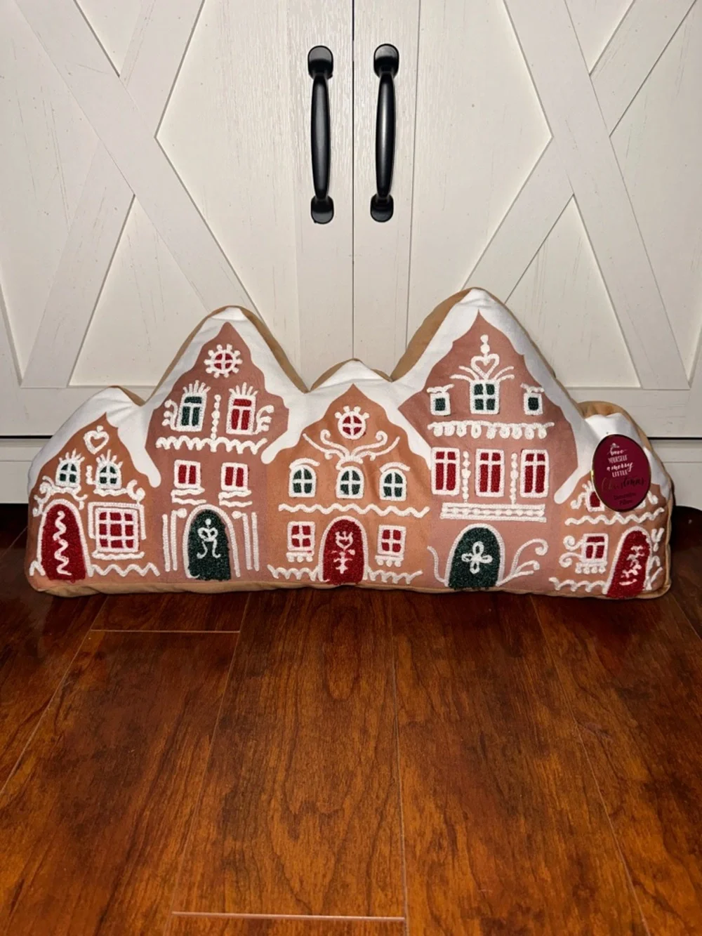 Holiday Gingerbread Village Decorative Pillow